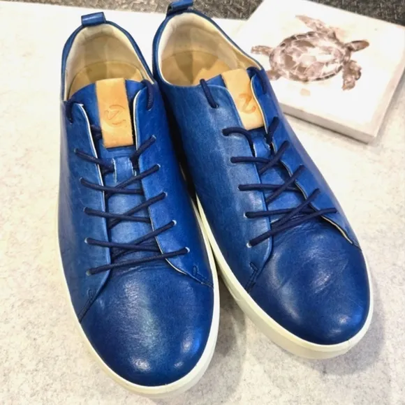 🐢 ECCO Soft 7 Men's Leather Sneaker. Blue Size 11. $170 new.