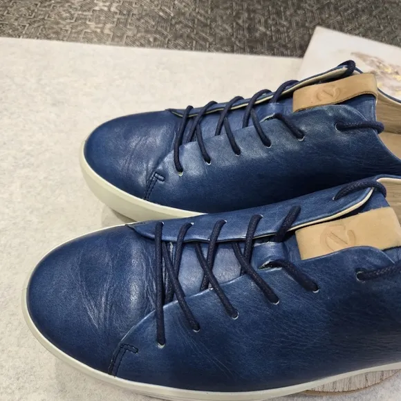 🐢 ECCO Soft 7 Men's Leather Sneaker. Blue Size 11. $170 new.