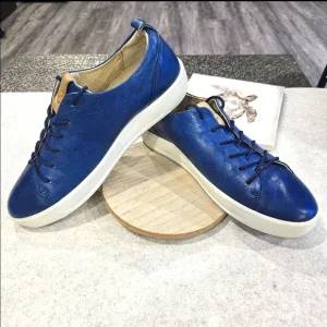 🐢 ECCO Soft 7 Men's Leather Sneaker. Blue Size 11. $170 new.