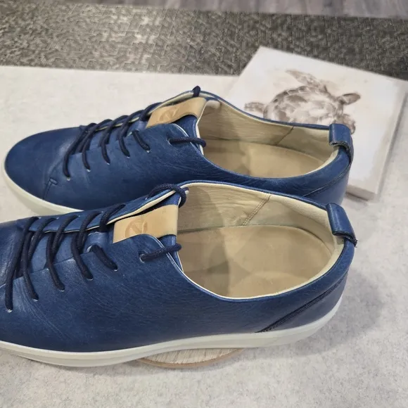 🐢 ECCO Soft 7 Men's Leather Sneaker. Blue Size 11. $170 new.