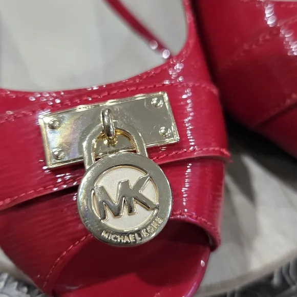 🐢 Michael Kors Hamilton Red Wedges Women's 6.5M LIMITED EDITION