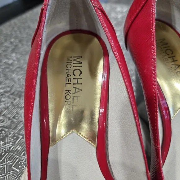 🐢 Michael Kors Hamilton Red Wedges Women's 6.5M LIMITED EDITION