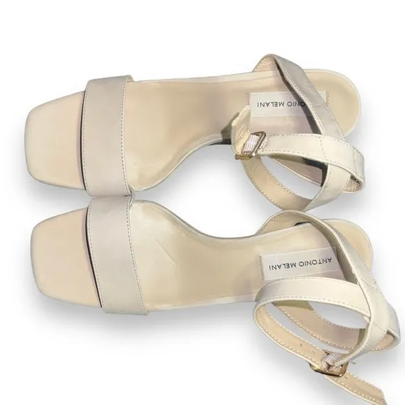 ✅ New Antonio Melani Nude Leather Strappy Wedge Platform Women Sandals Shoe