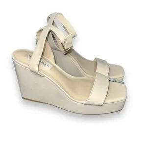 ✅ New Antonio Melani Nude Leather Strappy Wedge Platform Women Sandals Shoe
