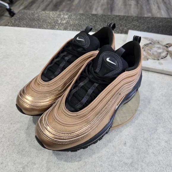 🐢 NIKE Women's  AIR MAX 97 Shoes- Copper Rose Gold Black Size 9.5