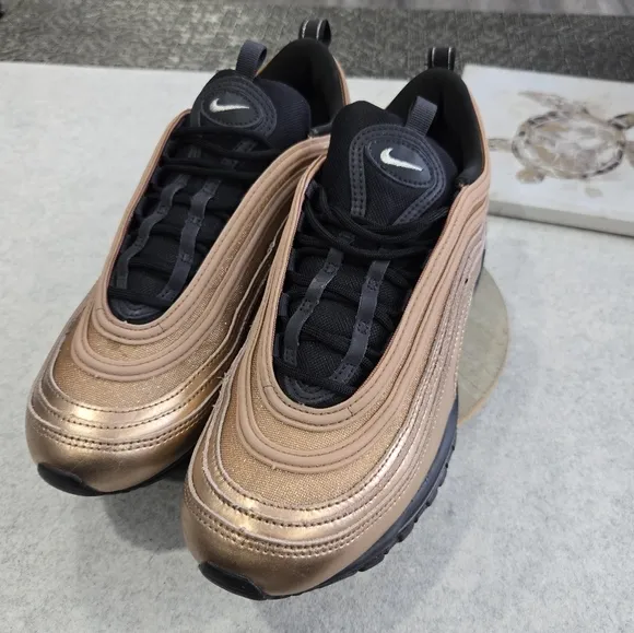 🐢 NIKE Women's  AIR MAX 97 Shoes- Copper Rose Gold Black Size 9.5