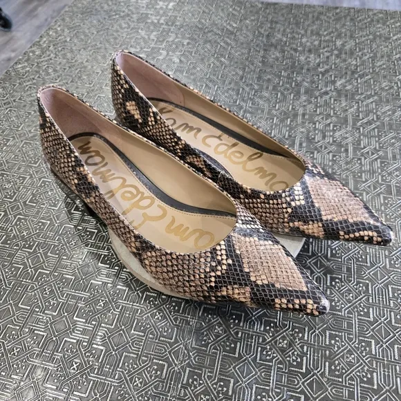 🐢 Sam Edelman Women's Snake Skin Shoe. Size 10 1.5&quot; Heel