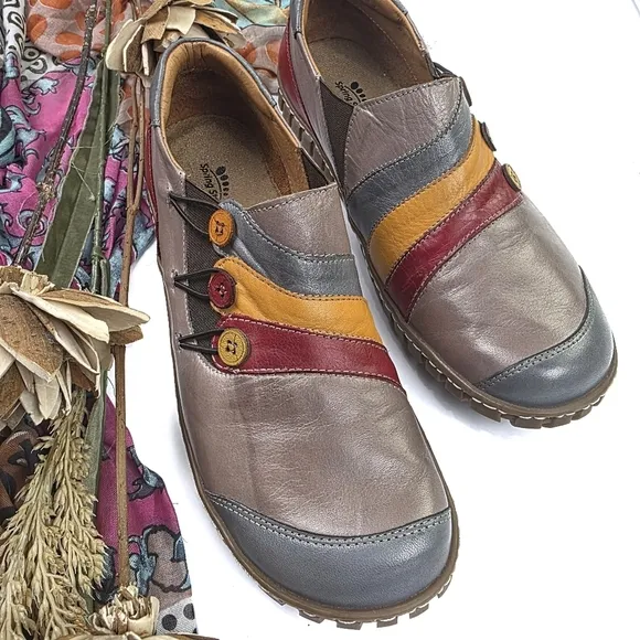 🔴 SpringStep Womens Colorful Leather Slip-On Shoes Sz 41