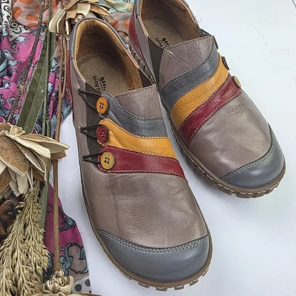 🔴 SpringStep Womens Colorful Leather Slip-On Shoes Sz 41
