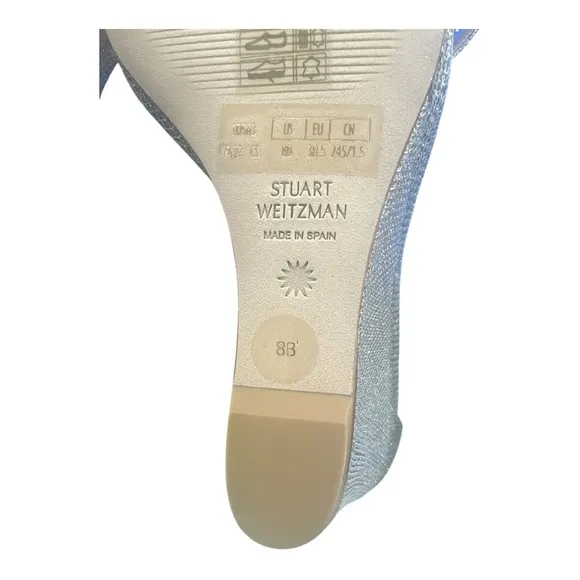 🆕 Stuart Weitzman nudist curve New Noir (silver) Wedge Women’s size 8