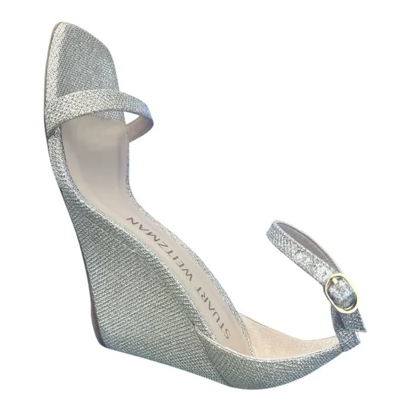 🆕 Stuart Weitzman nudist curve New Noir (silver) Wedge Women’s size 8