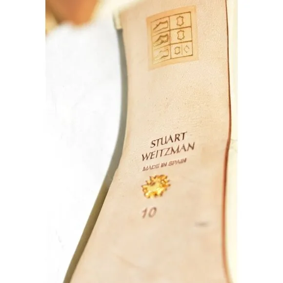 $550 STUART WEITZMAN RYDER LATFORM SANDAL LEATHER CREAM BUTTER YELLOW 10 (MG3)
