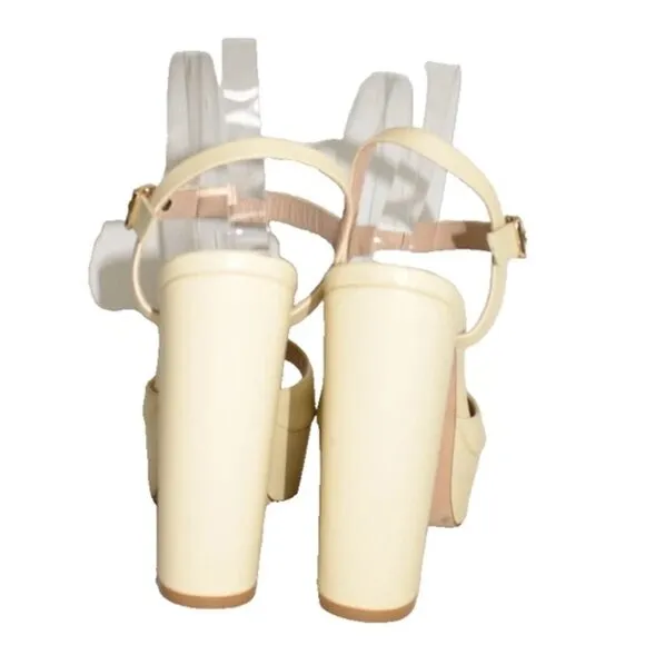 $550 STUART WEITZMAN RYDER LATFORM SANDAL LEATHER CREAM BUTTER YELLOW 10 (MG3)