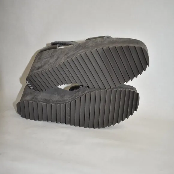 $600 PEDRO GARCIA FELY WEDGE SANDAL PLATFORM GREY LEATHER SUEDE 38 (DB37)