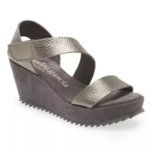 $600 PEDRO GARCIA FELY WEDGE SANDAL PLATFORM GREY LEATHER SUEDE 38 (DB37)