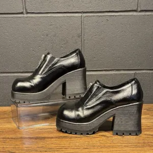 90s Y2K Vintage Route 66 Chunky Black Block Heel Platform Shoes Women’s 7.5