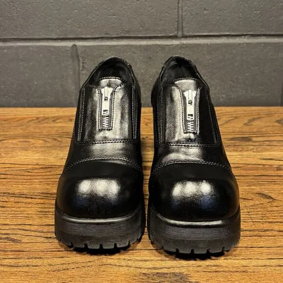 90s Y2K Vintage Route 66 Chunky Black Block Heel Platform Shoes Women’s 7.5