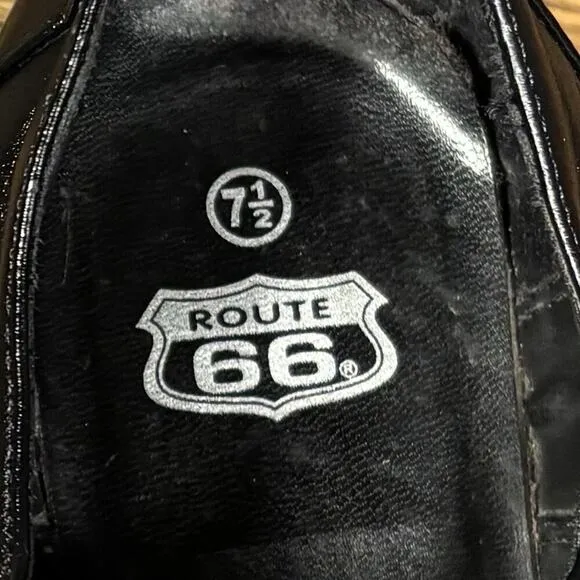90s Y2K Vintage Route 66 Chunky Black Block Heel Platform Shoes Women’s 7.5