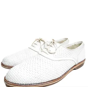 A. Testoni Luxury White Woven Oxford