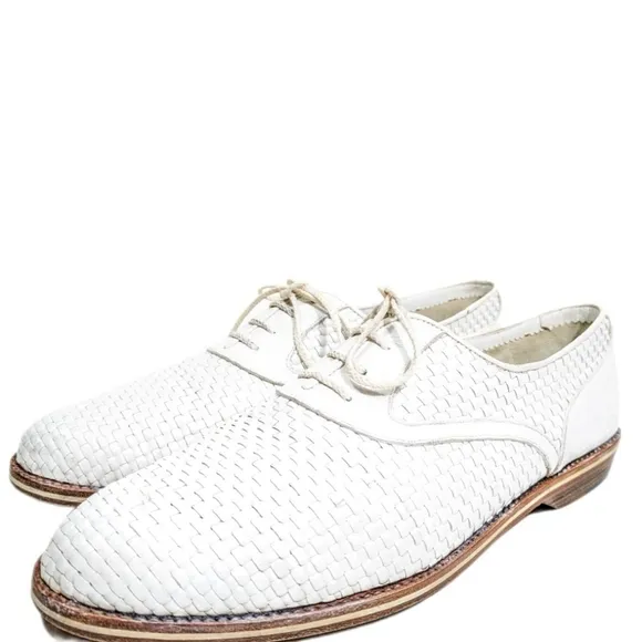 A. Testoni Luxury White Woven Oxford