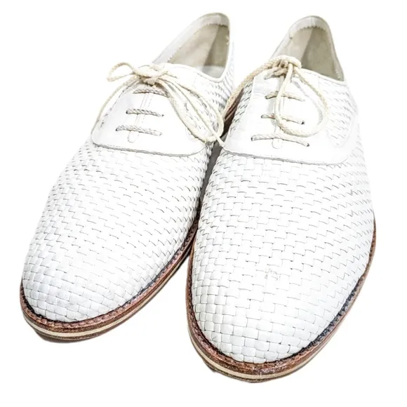 A. Testoni Luxury White Woven Oxford