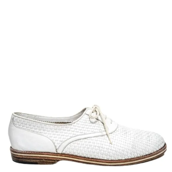 A. Testoni Luxury White Woven Oxford