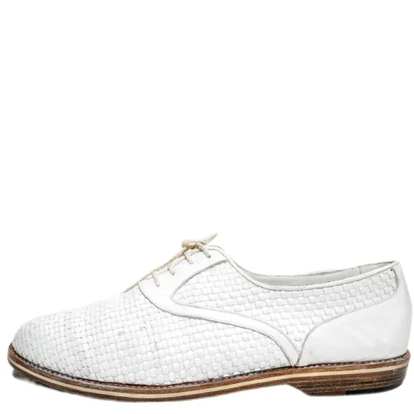 A. Testoni Luxury White Woven Oxford