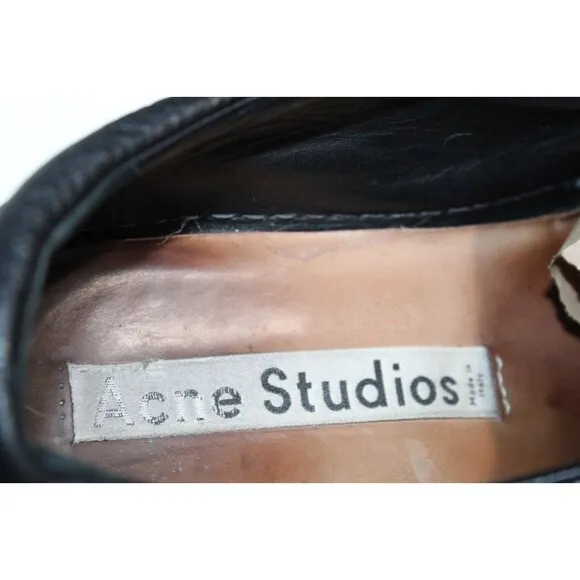 Acne Studios Adrian Grain Black Leather Sneakers Shoes Mens Size EUR 44 / US 11