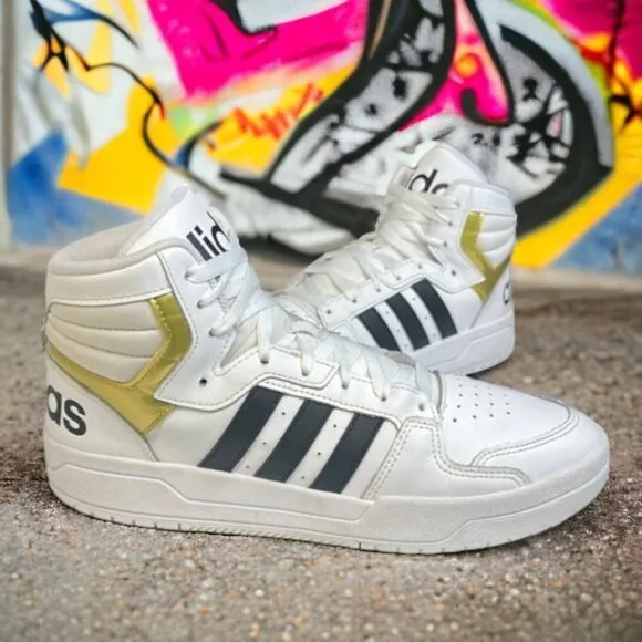Adidas Entrap White Gold Metallic Men's High Top Shoes Sneakers #FY4284 Size 9.5