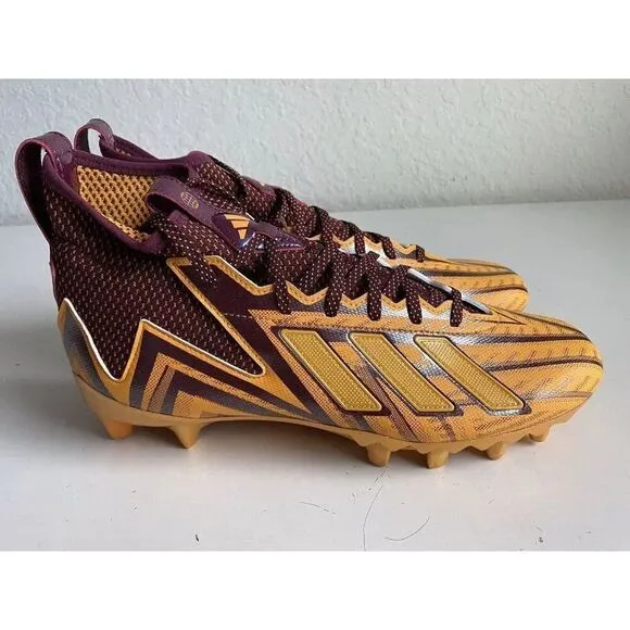 Adidas Freak 23 Inline Burgundy Yellow Football Cleats IF1046  Men's Size 12