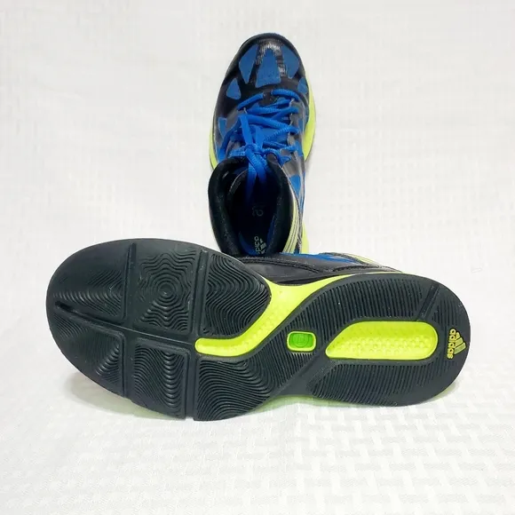 Adidas High Top Basketball Shoes Ape 779001  Size  4.5  Black Blue Neon Green
