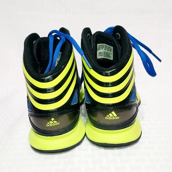 Adidas High Top Basketball Shoes Ape 779001  Size  4.5  Black Blue Neon Green