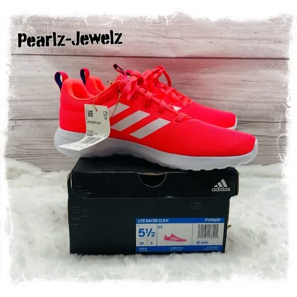 Adidas KIDS Girl's Lire Racer CLN K FV9609 Pink Shoes Size 5.5 NEW with Box