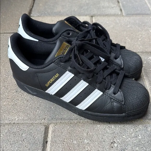 Adidas Kids Superstar Black and White Shoes youth 7