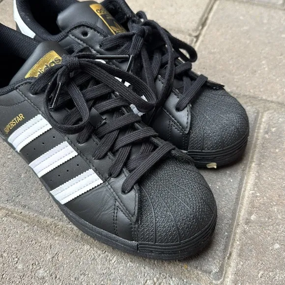 Adidas Kids Superstar Black and White Shoes youth 7