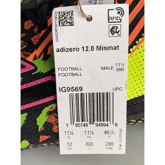 Adidas Men's adizero 12.0 Mismatch Football Cleats IG9569 Black Multi Men’s 12