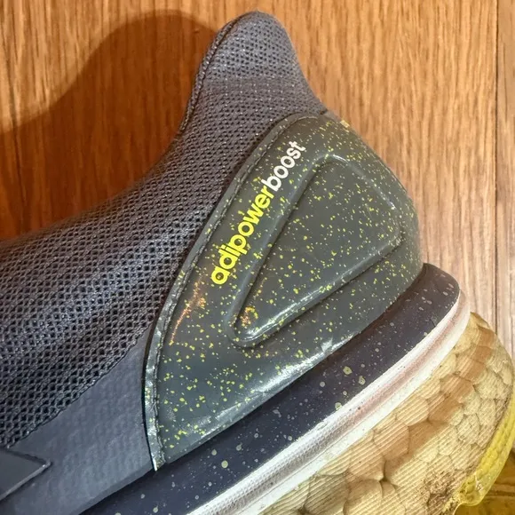 Adidas mens Gray Shoes with Rainbow Laces