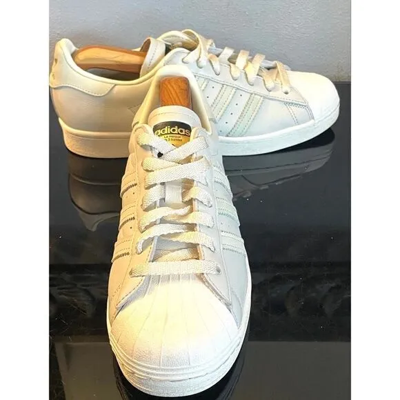 Adidas Men's Grey and White Trainers Leather Sneaker Shoes Size 8.5 Low Top