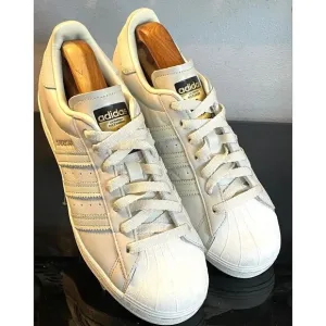 Adidas Men's Grey and White Trainers Leather Sneaker Shoes Size 8.5 Low Top