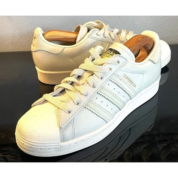 Adidas Men's Grey and White Trainers Leather Sneaker Shoes Size 8.5 Low Top