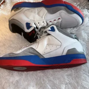 Adidas Mens Size 12 Mid Top White Blue Red Basketball Sneakers