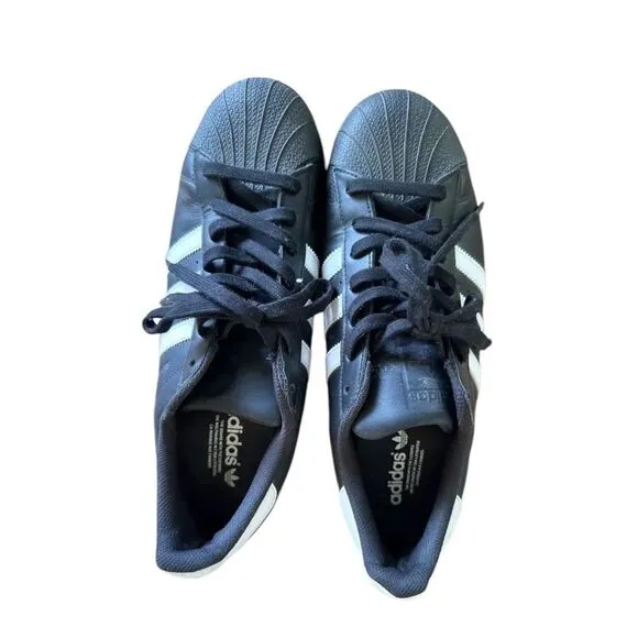 Adidas Mens Superstar 2 664819 Black White Lace-Up Sneaker Shoes