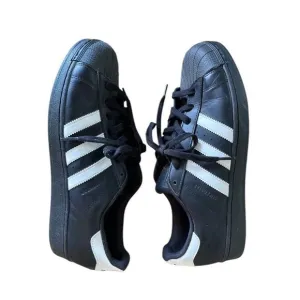 Adidas Mens Superstar 2 664819 Black White Lace-Up Sneaker Shoes