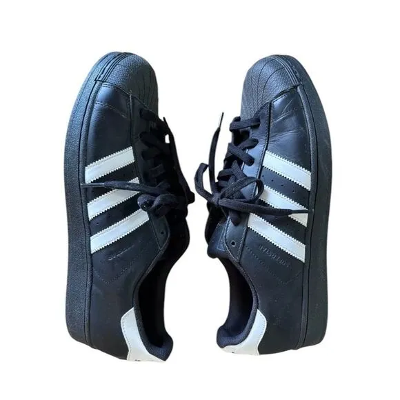 Adidas Mens Superstar 2 664819 Black White Lace-Up Sneaker Shoes