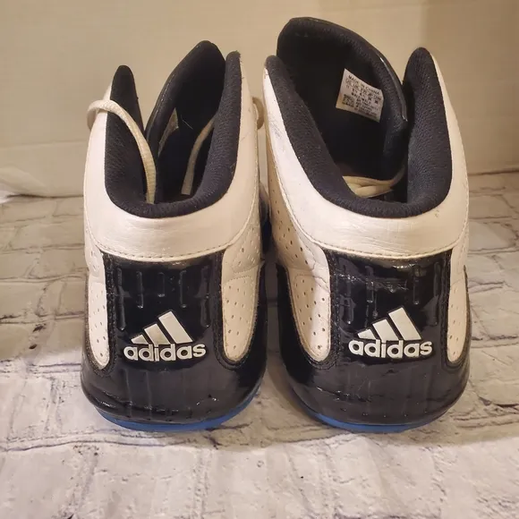 ADIDAS MEN'S WHITE/BLUE LEATHER LACE-UP ATHLETIC MID-TOP SNEAKER SHOES SIZE 11