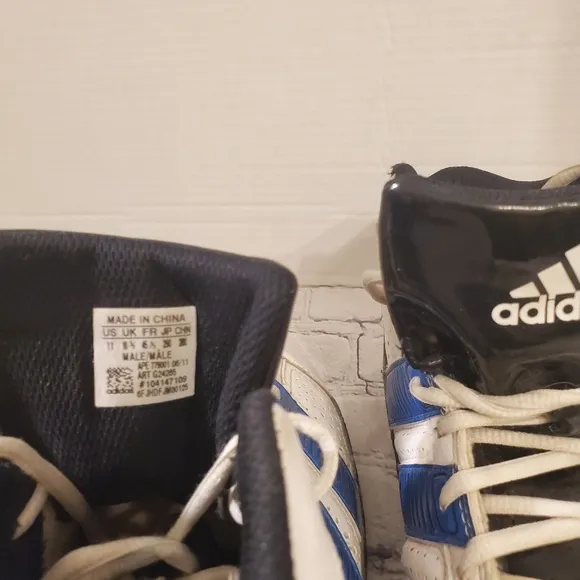 ADIDAS MEN'S WHITE/BLUE LEATHER LACE-UP ATHLETIC MID-TOP SNEAKER SHOES SIZE 11