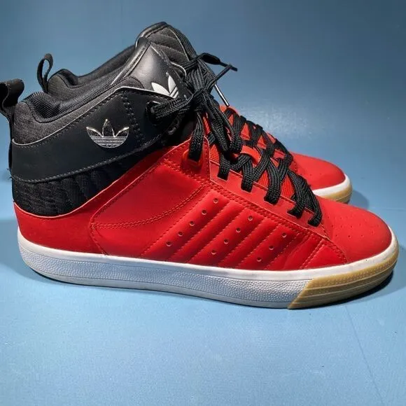 Adidas Mens Freemont Basketball Shoes Red Black Q32528 Lace Up Mid Top 8,5
