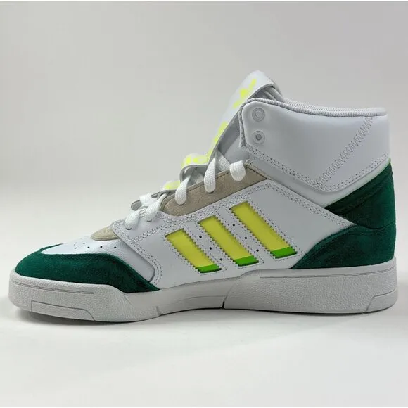 Adidas Originals Drop Step XL High Top Mens White Green Basketball Shoes GZ1574