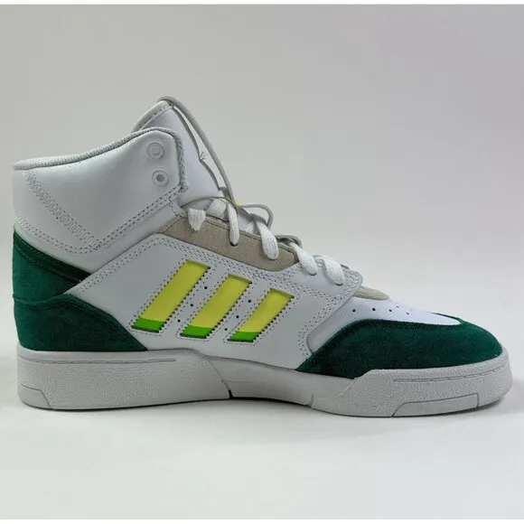 Adidas Originals Drop Step XL High Top Mens White Green Basketball Shoes GZ1574