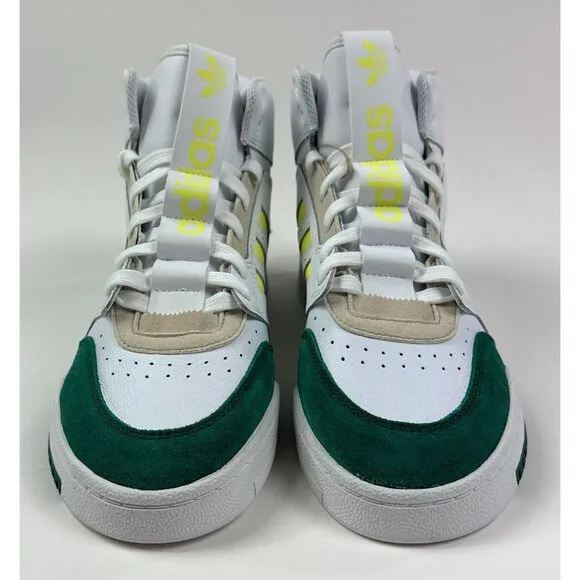 Adidas Originals Drop Step XL High Top Mens White Green Basketball Shoes GZ1574